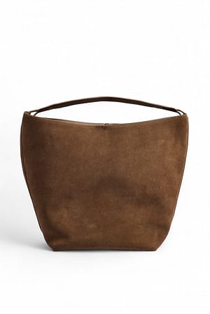 Brown Myk toteveske i semsket skinn