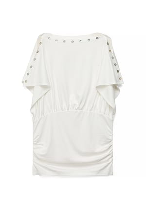 Offwhite Oberteil mit Knöpfen und gesplitteten Ärmeln