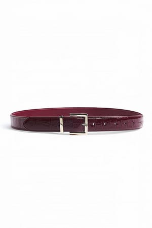 Burgundy Squared Buckle Belt