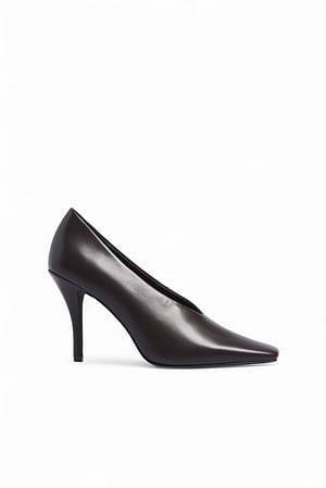 Brown Squared Toe Pumps