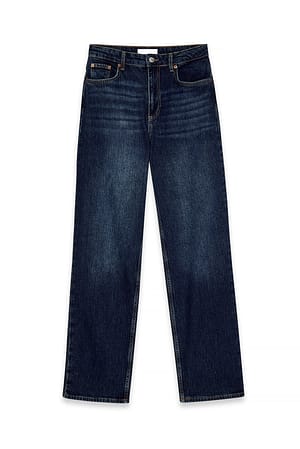 Blue Straight High Waist Jeans