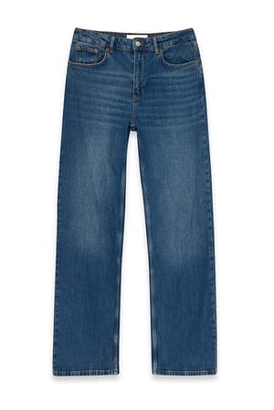 Mid Blue Rechte jeans met hoge taille