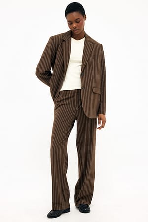 Brown Pantalon de tailleur rayé à taille basse
