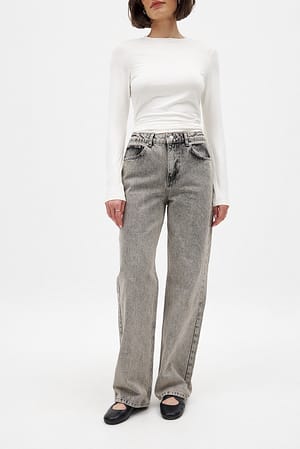 Light Grey Rette jeans med middels høy midje