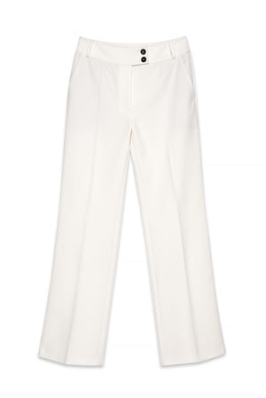 White Straight Suit Pants
