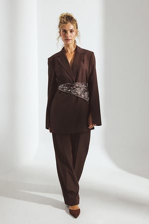 Brown Pantalon de tailleur droit