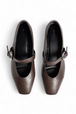 Brown Strap Detail Ballerinas