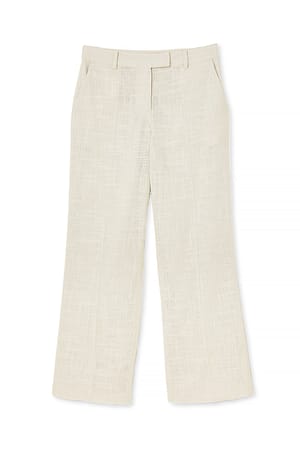 White Linen Blend Trousers
