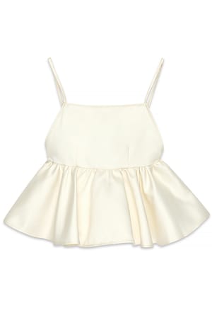 Cream Strap Open Back Peplum Top