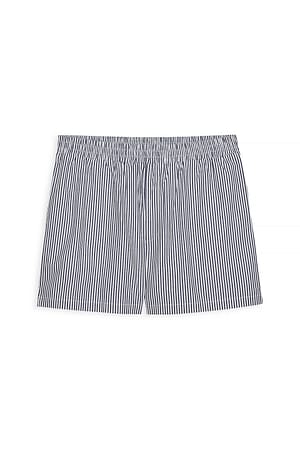 Navy/White Stripete shorts i bomull med elastisk midje