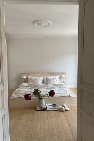 Beige Striped Linen Blend Beddings Double