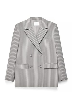 Grey Striped Oversized blazer med striper