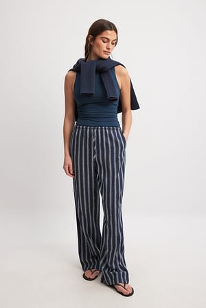 Blue Stripe Hose aus Leinenmischung