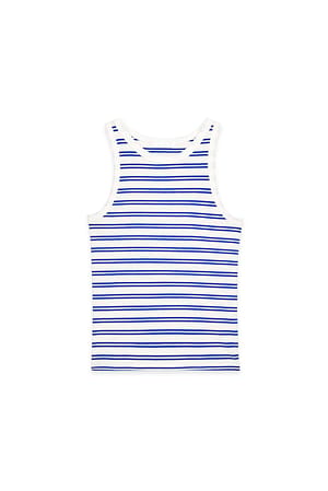 White/Navy Ribbetank med striper
