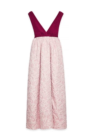 Pink Structured Bow Detail Maxi Dress