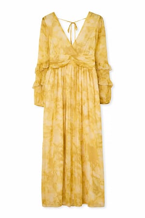 Print Maxikjole i chiffon med struktur