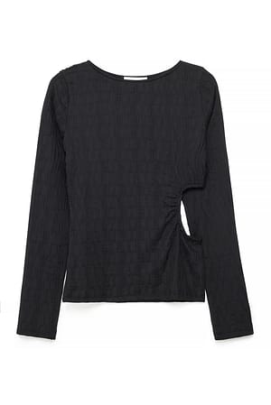 Black Gestructureerde top met cut-out