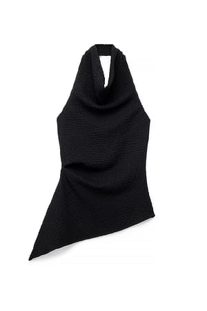 Black strukturiertes Oberteil mit Neckholder