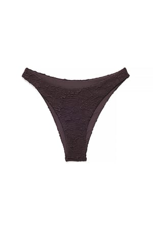 Brown hoch geschnittenes strukturiertes Bikini-Höschen