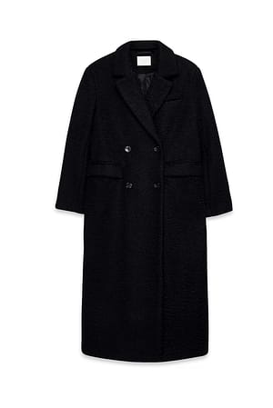 Black Manteau long coupe droite