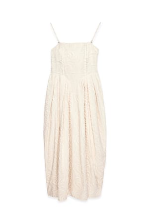 Offwhite strukturiertes Maxikleid