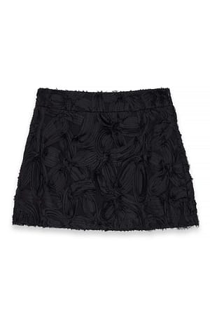 Black Mininederdel med struktur