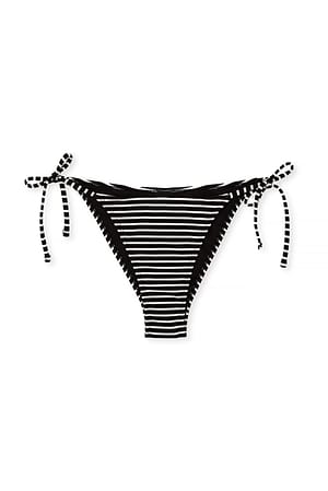 Black/White Strucutred Tie Strap Bikini Panty