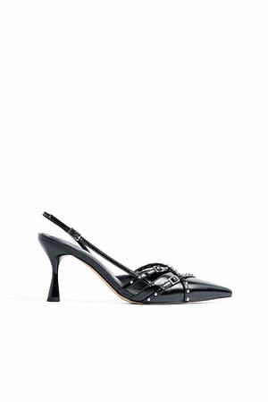 Black Stud Detailed Pumps