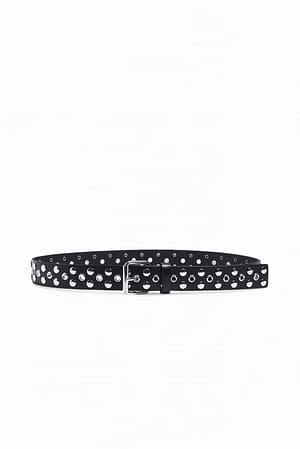 Black Studded Leather Belt