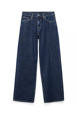 Dark Blue Studio Low Waist Baggy Jeans