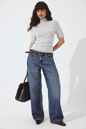 Mid Blue Studio Low Waist Loose Jeans