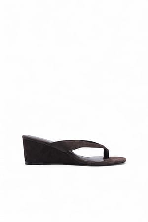 Dark Brown Suede Wedges