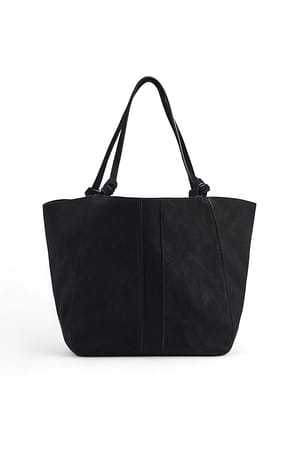 Black Tote-Bag aus Wildleder mit Knotendetail