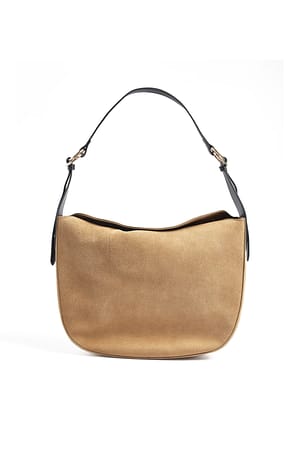 Tan Schultertasche aus Wildleder