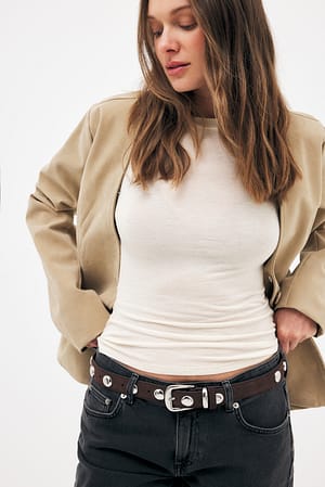Brown Ceinture en daim à clous