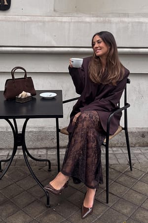 Brown Lace Maxi Skirt