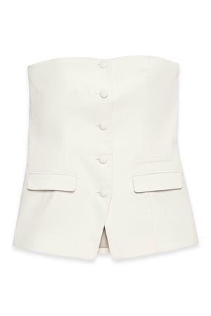 White Korsett-Top mit Sweetheart-Ausschnitt und Knopfleiste
