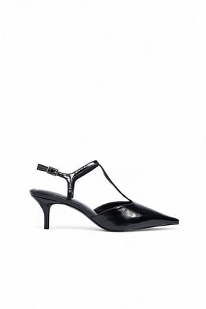 Black Zapatos de tacón con tira en T
