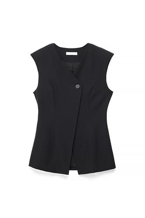 Black Tailored Button Vest