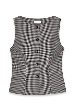 Brown Check Tailored Check Vest