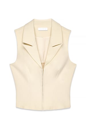 Cream Tailored Fitted V Neck Vest