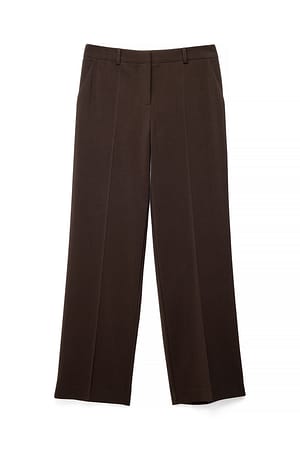 Brown Tailored Mid Waist Pants
