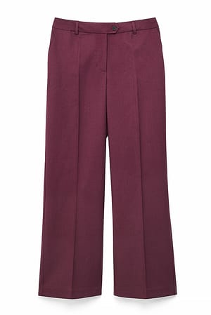 Burgundy Pantalon de tailleur ajusté à taille mi-haute