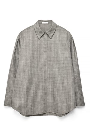 Dark Grey Melange Tailored Oversized Shirt