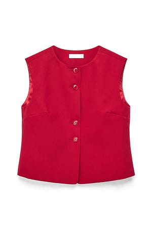 Red Tailored Straight Vest