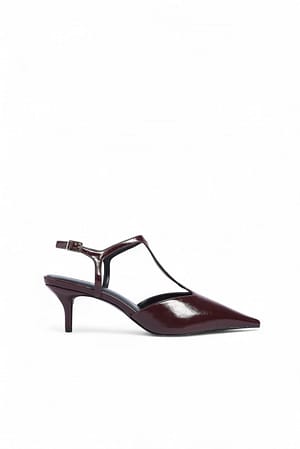 Burgundy Zapatos de tacón con tira en T