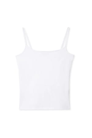 White Thin Basic Strap Singlet
