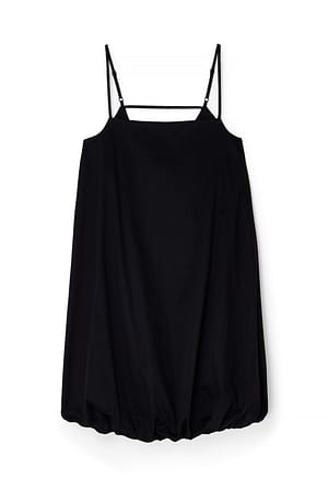 Black Thin Strap Volume Skirt Mini Dress