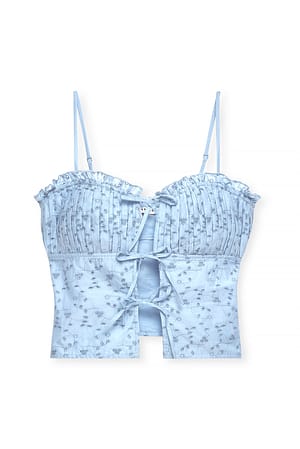 Blue Tie Detail Anglaise Top