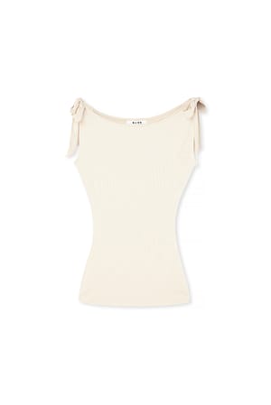 Beige Topp i jersey med knytedetaljer